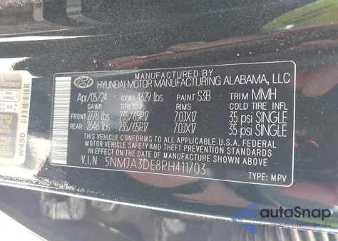 2024 Hyundai Tucson Se из США, поврежденный, VIN 5NMJA3DE8RH411703